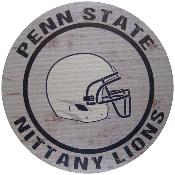circular sign Penn State Nittany Lions around football helmet